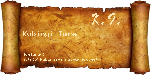Kubinyi Imre névjegykártya
